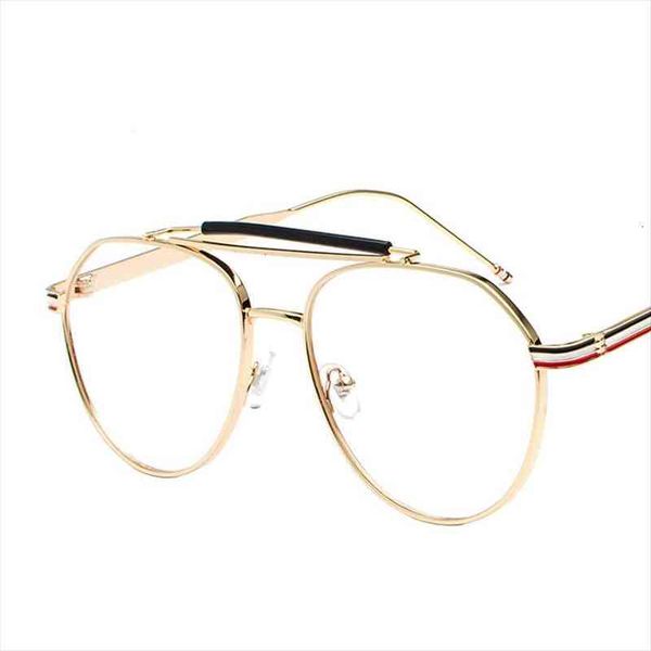 brand design sunglass gold glasses optics frame clear vintage women men optical uv400 aviation, White;black